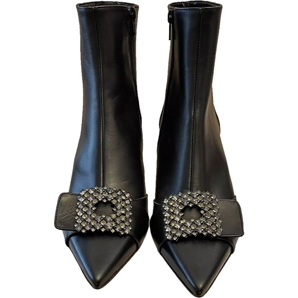 NEW MARIAN boots 38 7.5 Rhinestone buckles ankle designer SPAIN heels black - Picture 1 of 4